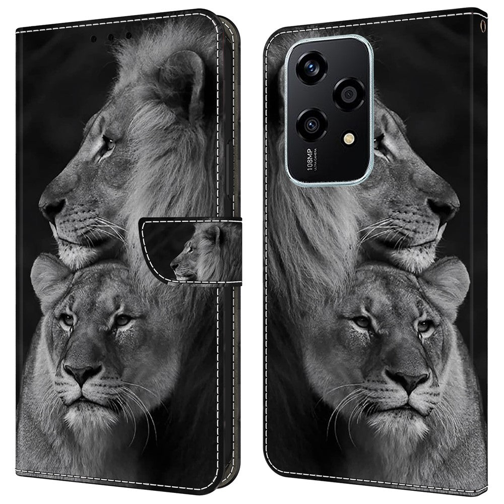 For Honor 200 Lite Wallet Case Magnetic Clasp 3D Pattern Leather Phone Cover