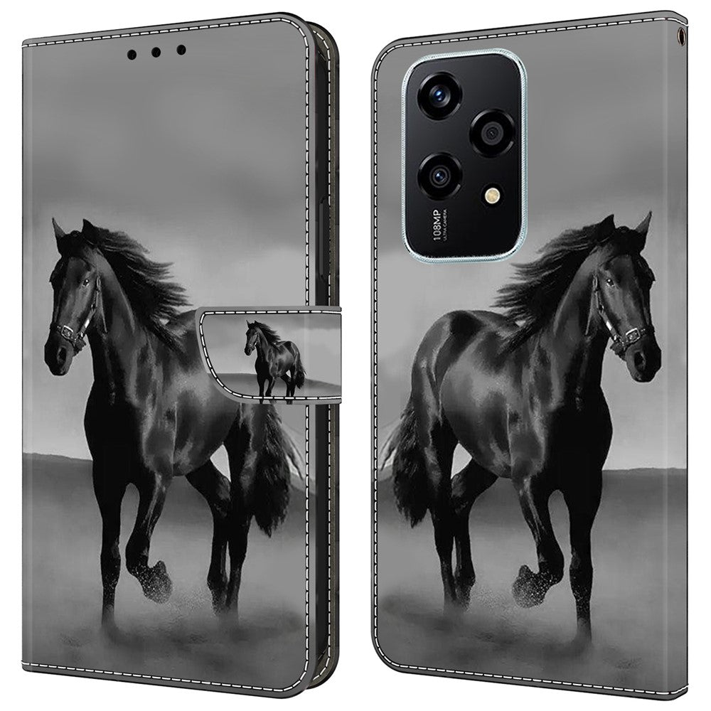 For Honor 200 Lite Wallet Case Magnetic Clasp 3D Pattern Leather Phone Cover