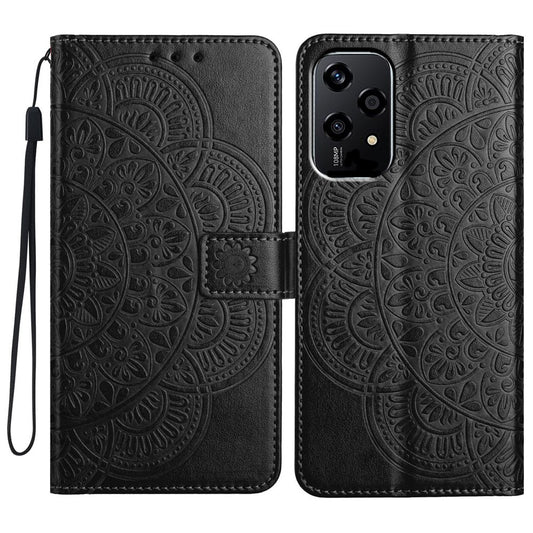 Honor 200 Lite Handyhülle – Ledertasche mit Kartenfächern, Mandala-Muster, mit Ständer
