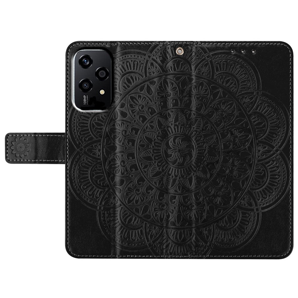 For Honor 200 Lite Leather Case with Card Slots Mandala Pattern Phone Cover Stand
