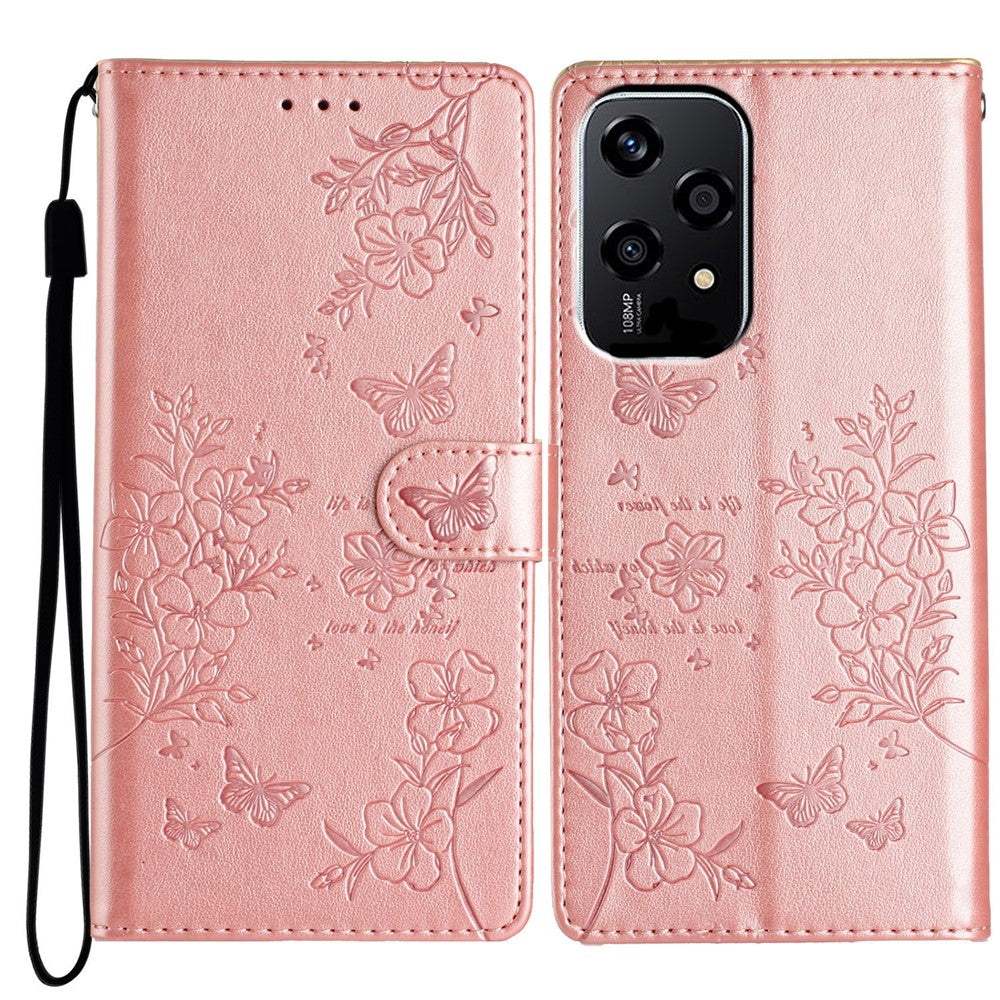 For Honor 200 Lite Wallet Phone Case Butterfly Floral Imprint Leather Flip Cover