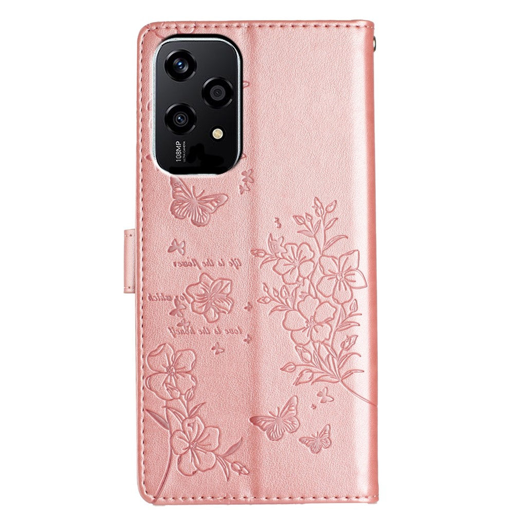 For Honor 200 Lite Wallet Phone Case Butterfly Floral Imprint Leather Flip Cover