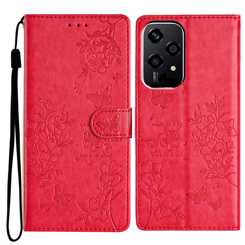 For Honor 200 Lite Wallet Phone Case Butterfly Floral Imprint Leather Flip Cover