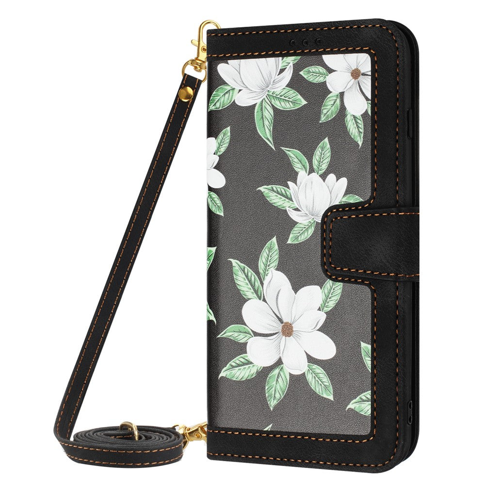 Honor 200 5G Wallet-Handyhülle – Aus PU-Leder, mit Blumenmuster & Kartenfächern