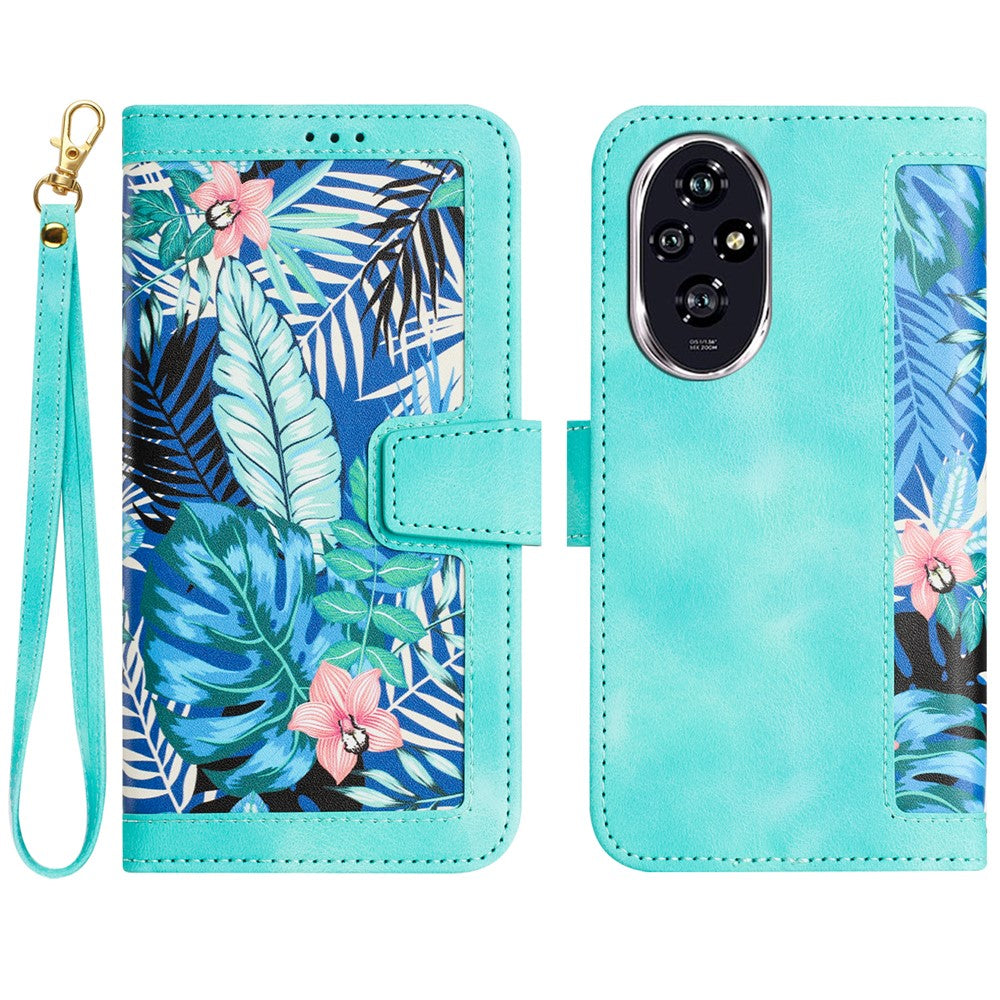 Honor 200 Pro 5G Wallet-Handyhülle – Aus PU-Leder, mit Blumenmuster & Kartenfächern