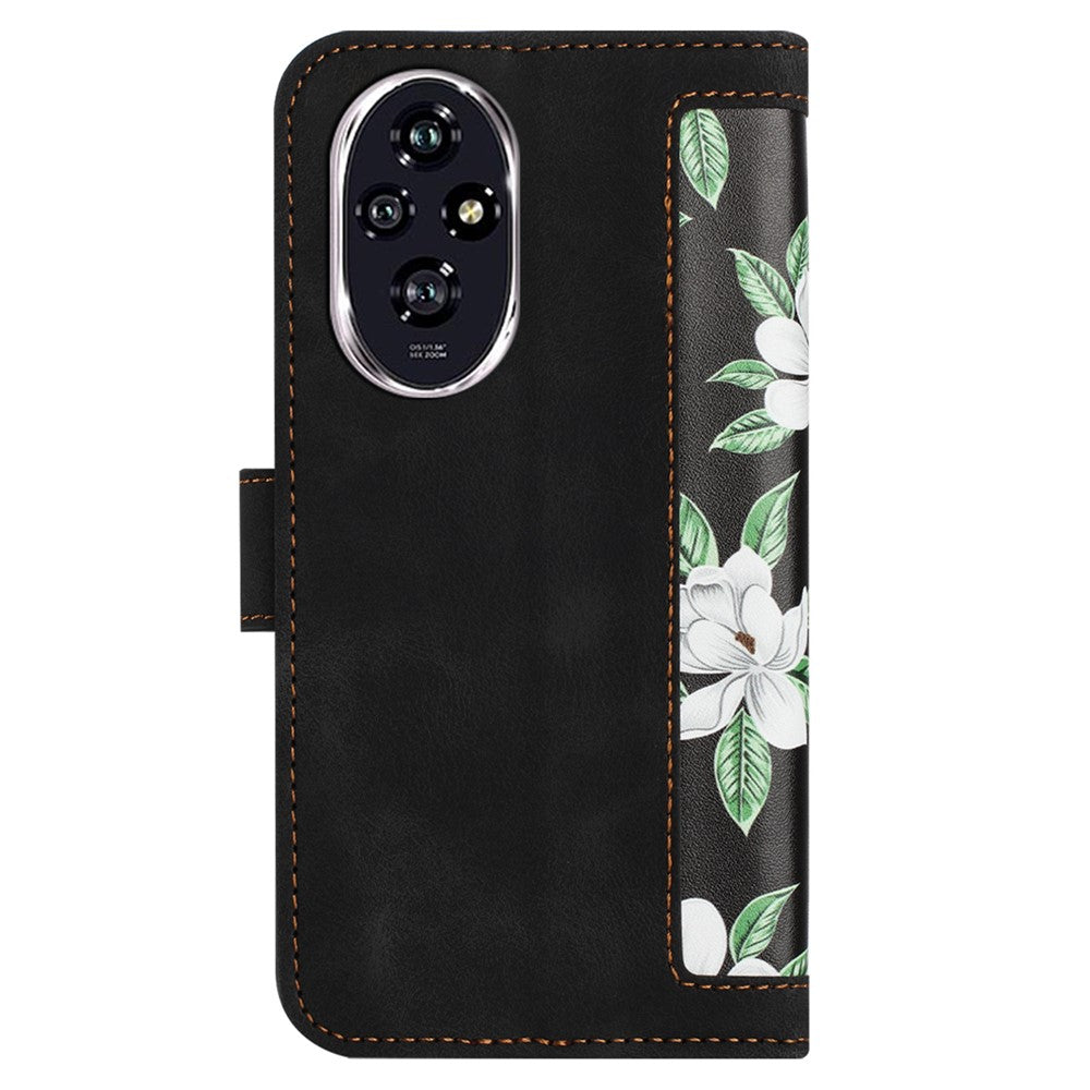Honor 200 Pro 5G Wallet-Handyhülle – Aus PU-Leder, mit Blumenmuster & Kartenfächern