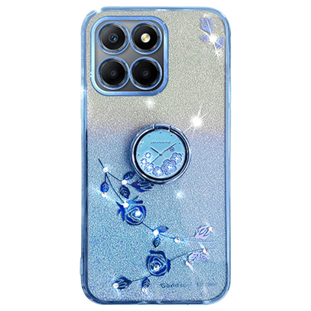 KADEM For Honor X6b 4G Case Ring Kickstand TPU Flowers Phone Cover Gradient Glitter