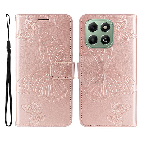 Honor X6a 4G / Honor X6b 4G / Honor X5b / Honor X5b Plus / Honor X6c 4G Wallet-Handyhülle – X6a 4G / X6b 4G / X5b / X5b Plus Floral Butterfly Aufdruck Leder Standfunktion