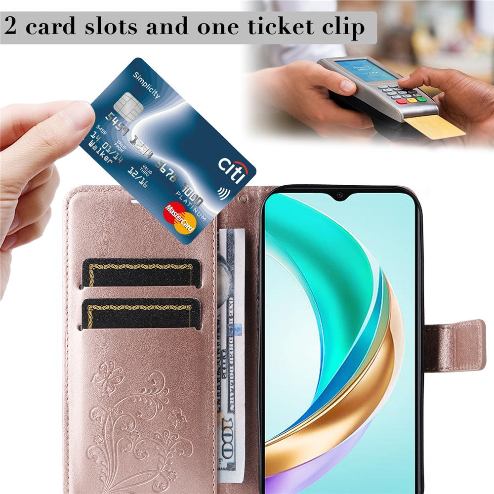 For Honor X6c 4G / X6a 4G / X6b 4G / X5b / X5b Plus Wallet Case Floral Butterfly Imprinted Leather Phone Cover Stand