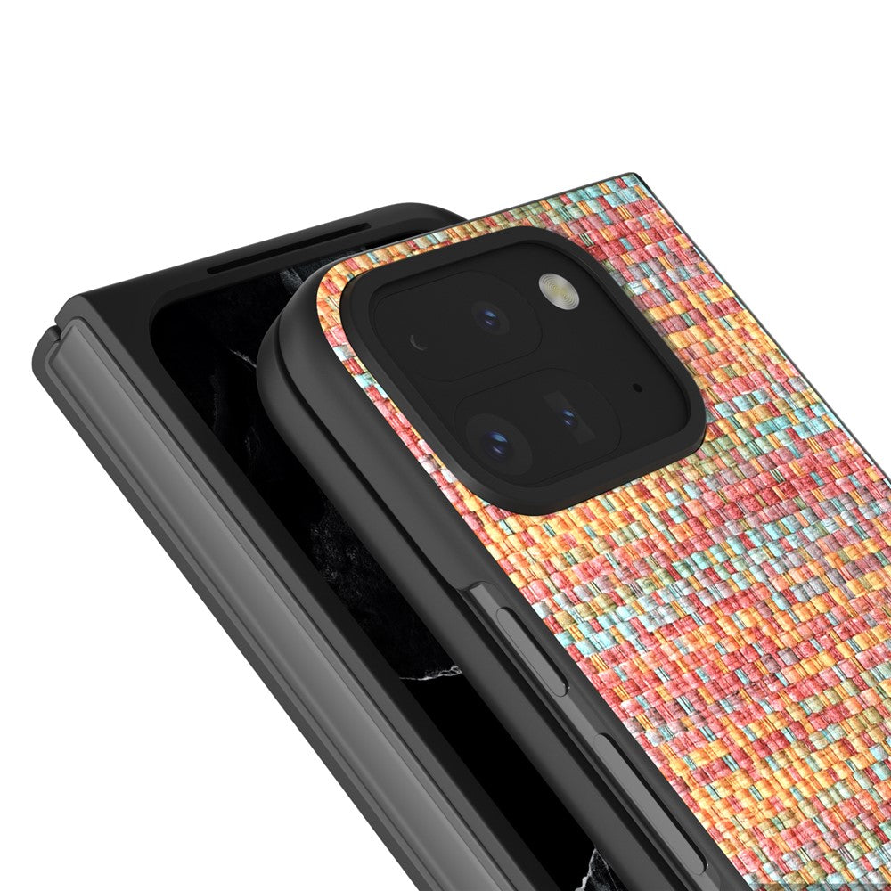Pixel 9 Pro Fold 5G Schutzhülle – Aus Leder und Polycarbonat mit Karomuster