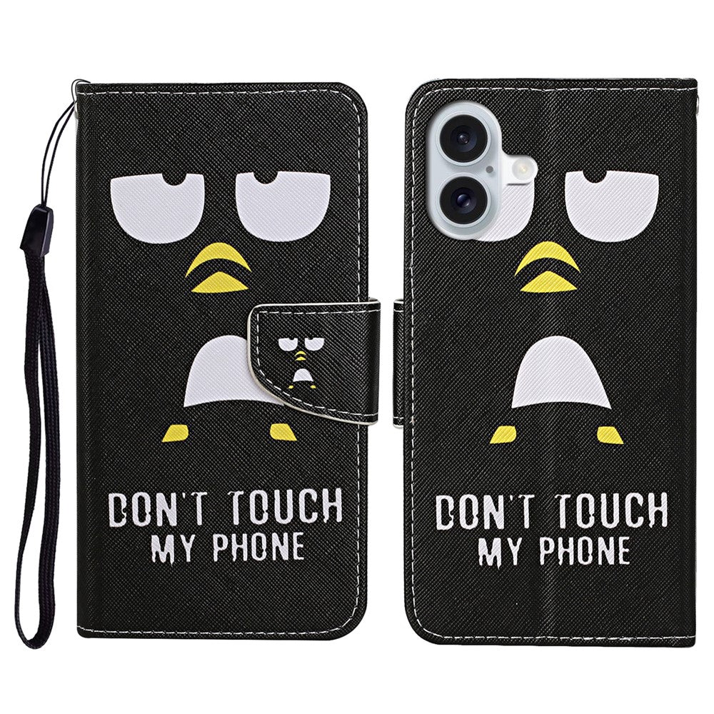 iPhone 16 Wallet-Hülle – Musterdruck, mit Ständer & Riemen