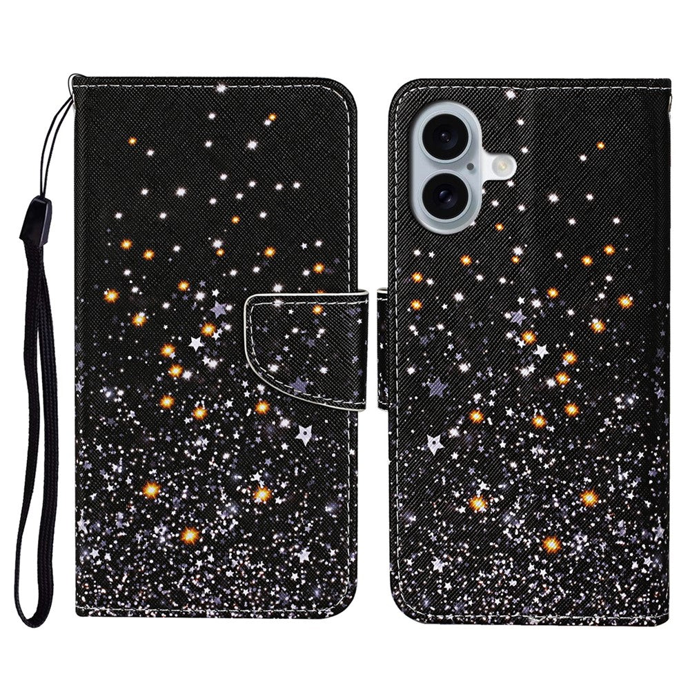 iPhone 16 Wallet-Hülle – Musterdruck, mit Ständer & Riemen
