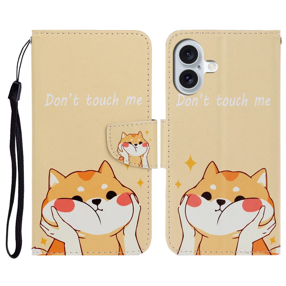 iPhone 16 Wallet-Hülle – Musterdruck, mit Ständer & Riemen