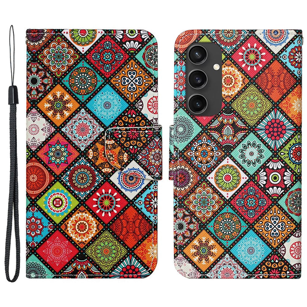 Galaxy S24 FE Wallet-Hülle – Musterdruck, mit Ständer & Riemen