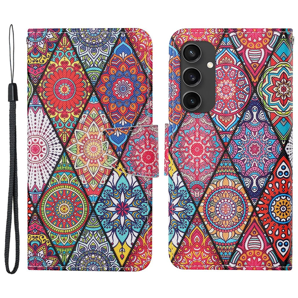 Galaxy S24 FE Wallet-Hülle – Musterdruck, mit Ständer & Riemen