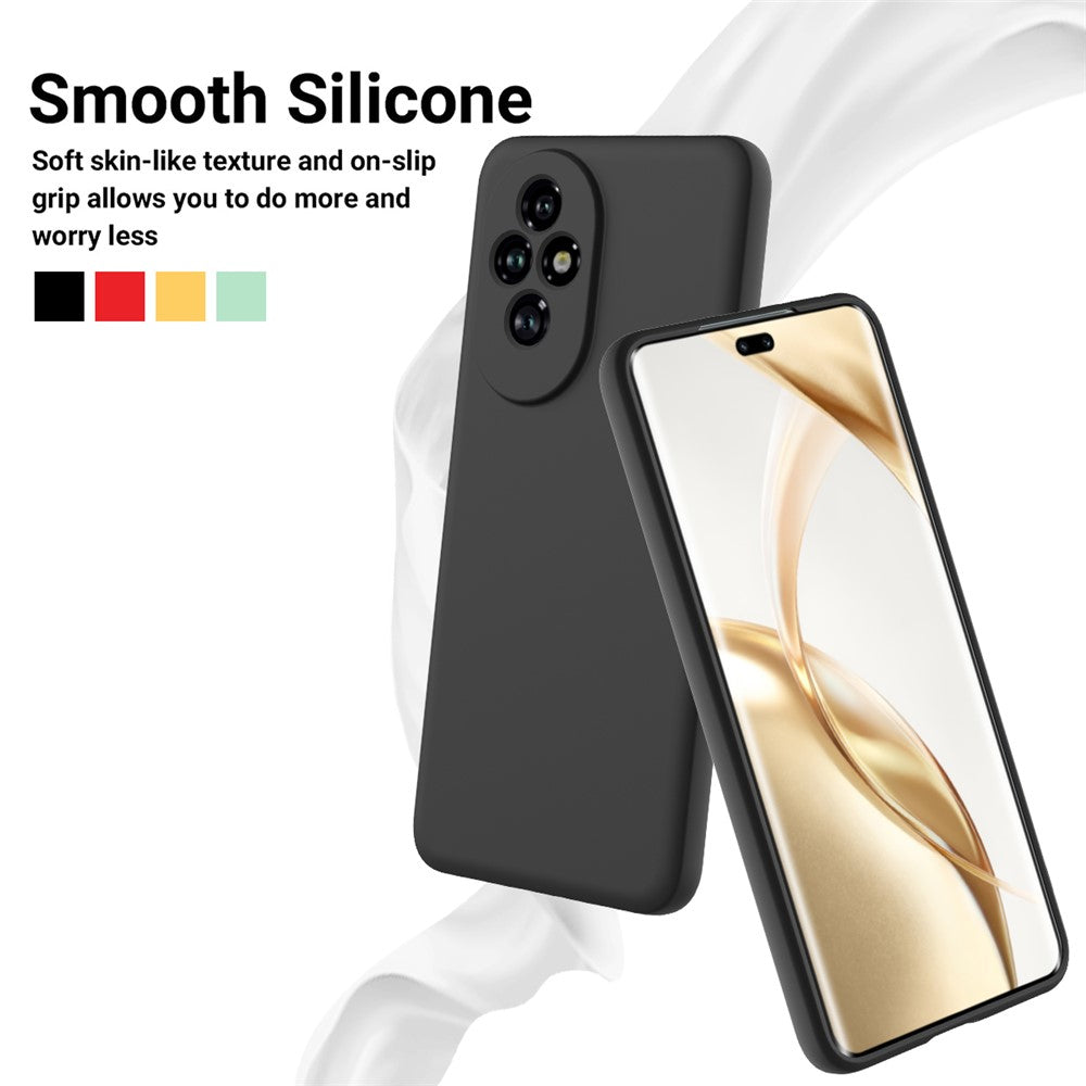 For Honor 200 Pro 5G Case Liquid Silicone Anti-scratch Phone Cover with Hand Strap
