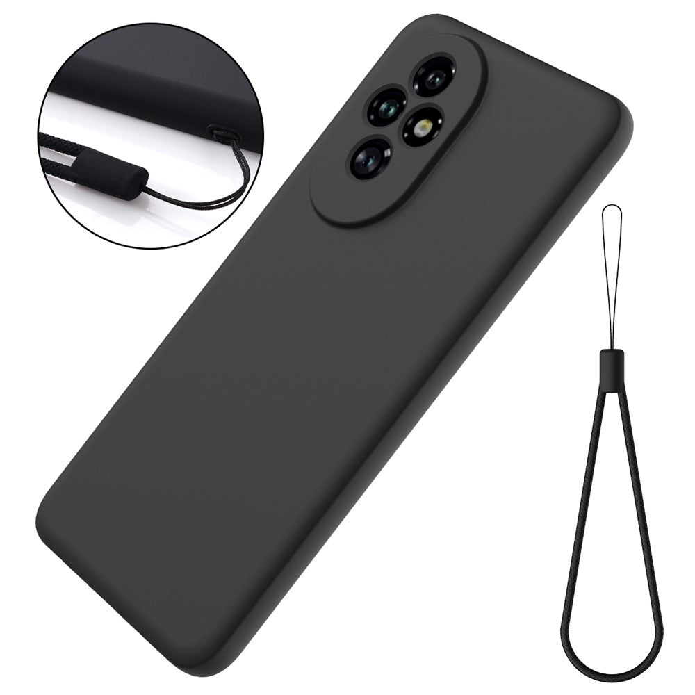 For Honor 200 Pro 5G Case Liquid Silicone Anti-scratch Phone Cover with Hand Strap