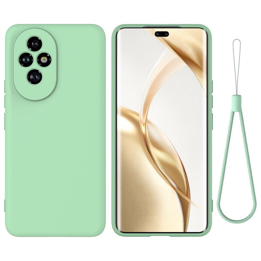 For Honor 200 Pro 5G Case Liquid Silicone Anti-scratch Phone Cover with Hand Strap