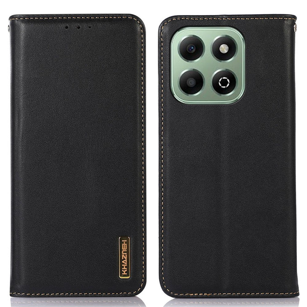 KHAZNEH For Honor X6b 4G Case Genuine Cow Leather Wallet Phone Cover Nappa Texture