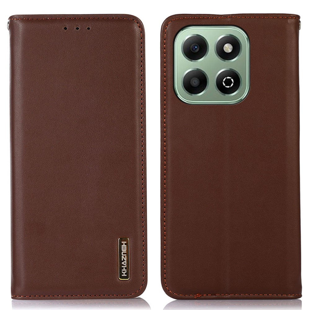 KHAZNEH For Honor X6b 4G Case Genuine Cow Leather Wallet Phone Cover Nappa Texture
