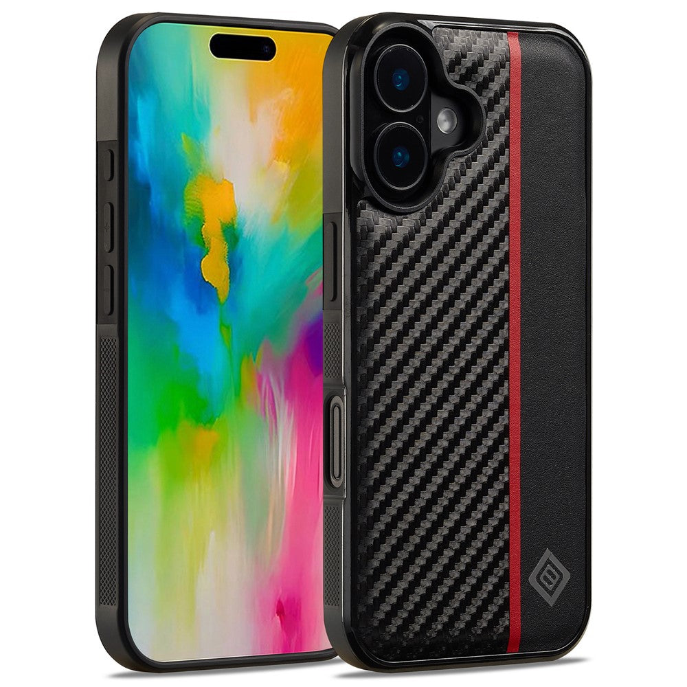 iPhone 16 Stoßfeste Hülle - Carbonfaser-Optik