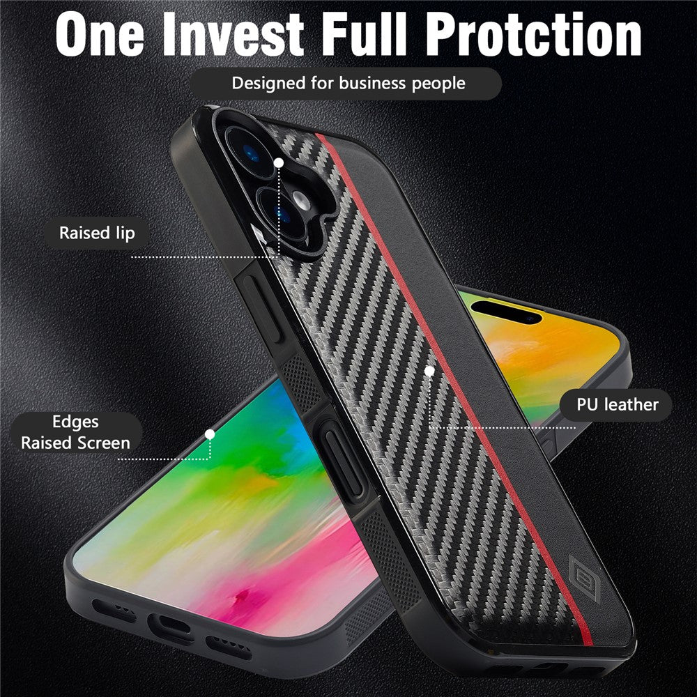 iPhone 16 Stoßfeste Hülle - Carbonfaser-Optik