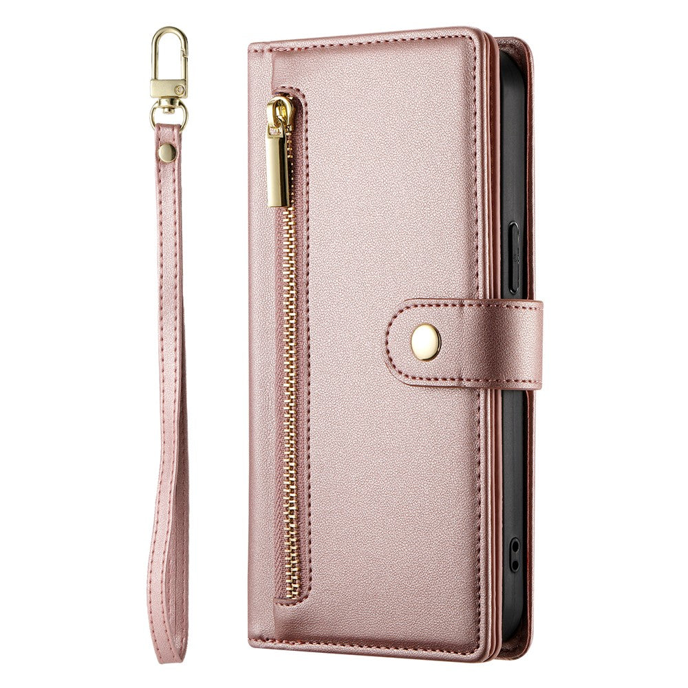 DF-011 For Honor 200 Lite Case Zipper Pocket Wallet Leather Phone Cover with Straps