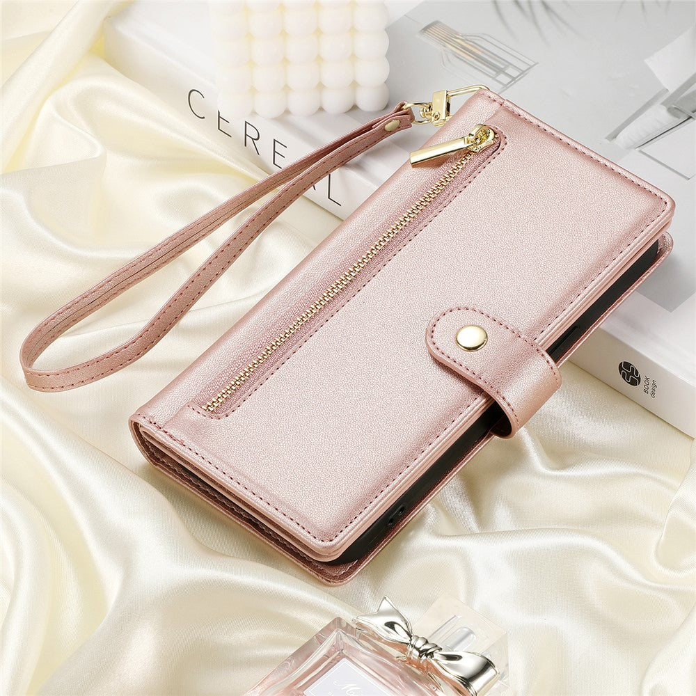 DF-011 For Honor 200 Lite Case Zipper Pocket Wallet Leather Phone Cover with Straps