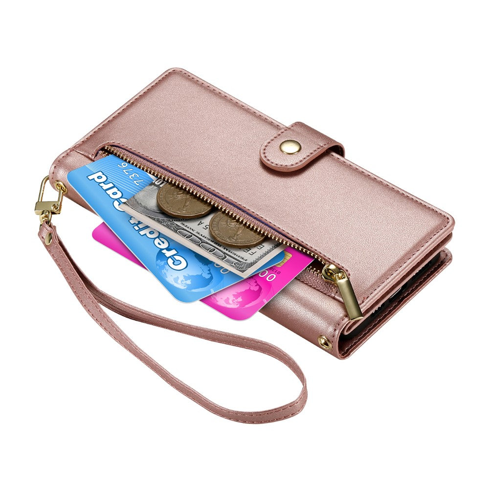 DF-011 For Honor 200 Lite Case Zipper Pocket Wallet Leather Phone Cover with Straps