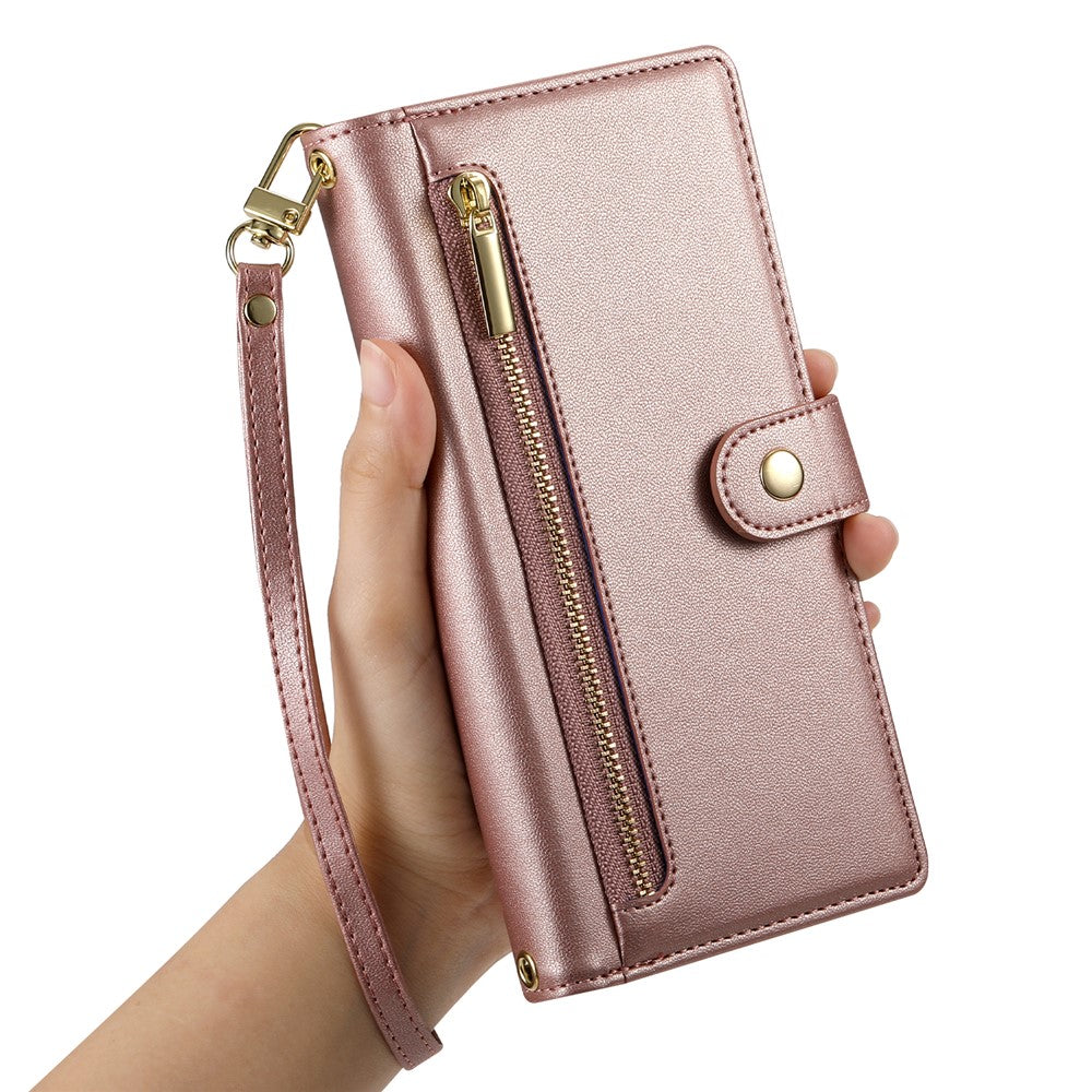 DF-011 For Honor 200 Lite Case Zipper Pocket Wallet Leather Phone Cover with Straps