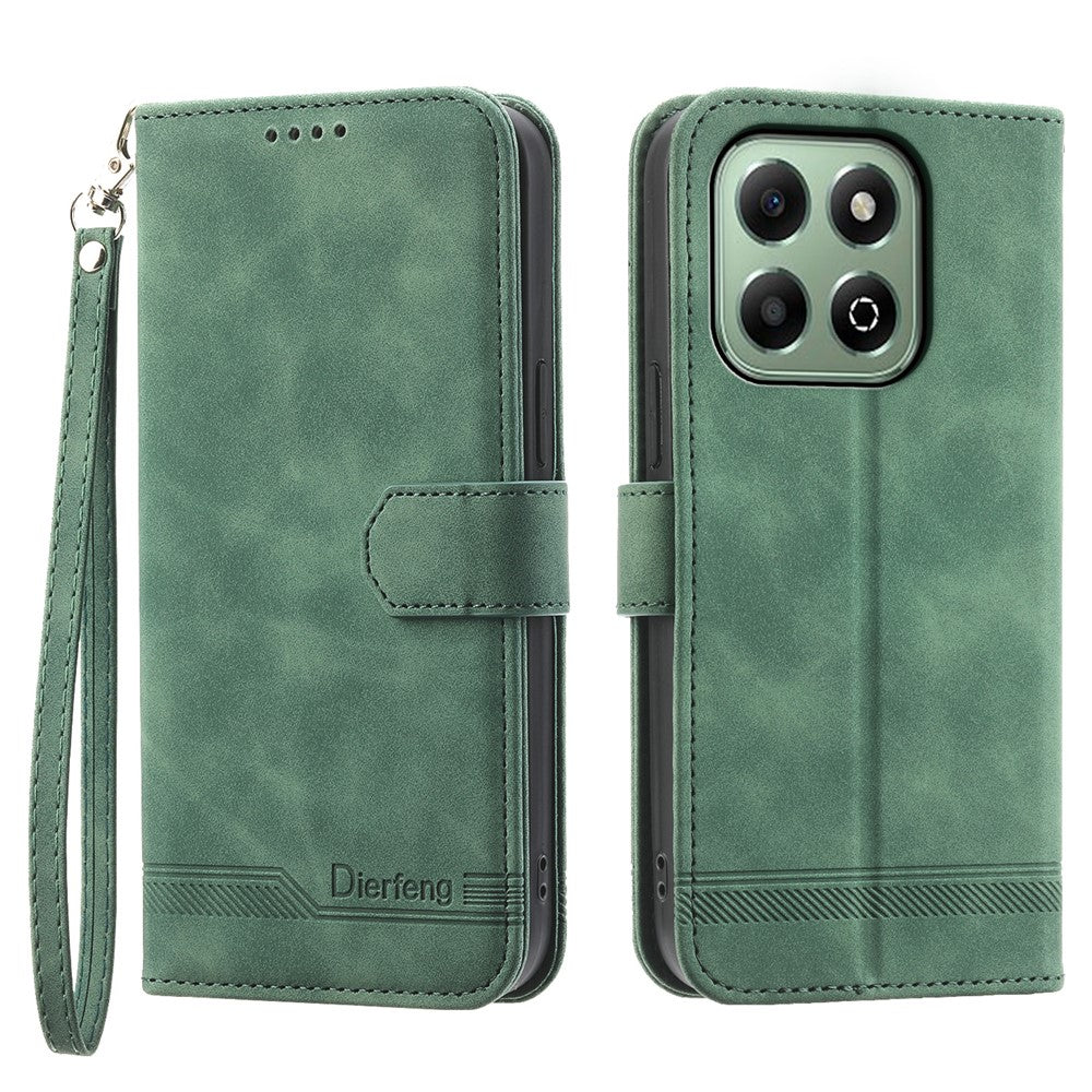 DIERFENG DF-03 For Honor X6b 4G Leather Case Lines Imprint Wallet Phone Cover