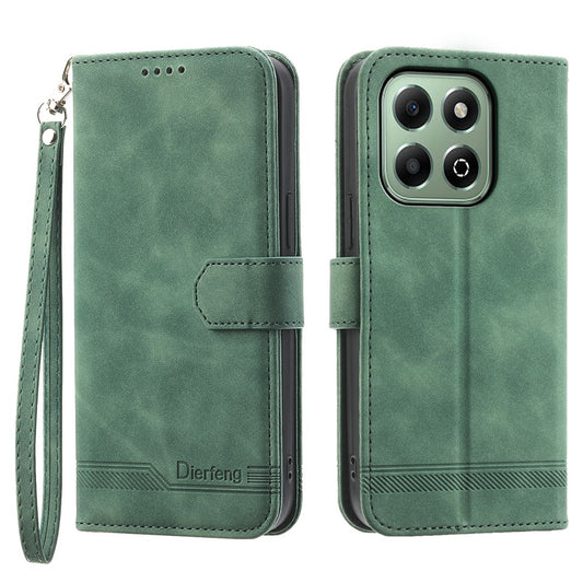 Honor X6b 4G Handyhülle – DIERFENG DF-03 Brieftaschen- aus Leder mit Linien-Aufdruck