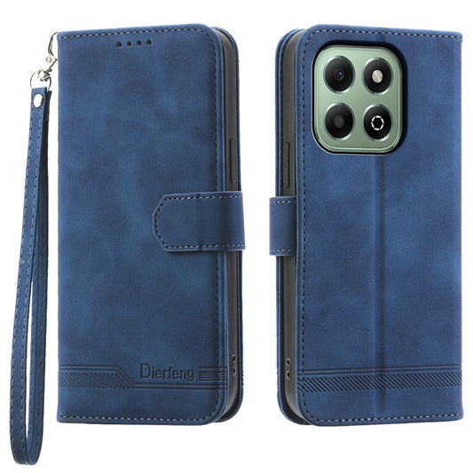 Honor X6b 4G Handyhülle – DIERFENG DF-03 Brieftaschen- aus Leder mit Linien-Aufdruck