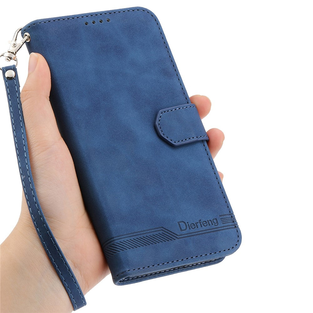 DIERFENG DF-03 For Honor X6b 4G Leather Case Lines Imprint Wallet Phone Cover