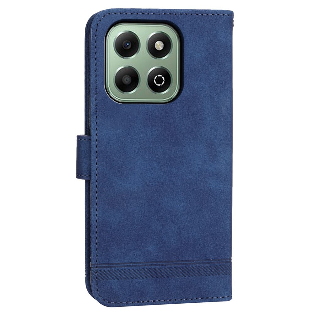 DIERFENG DF-03 For Honor X6b 4G Leather Case Lines Imprint Wallet Phone Cover