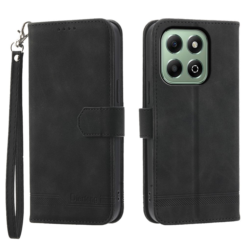 DIERFENG DF-03 For Honor X6b 4G Leather Case Lines Imprint Wallet Phone Cover