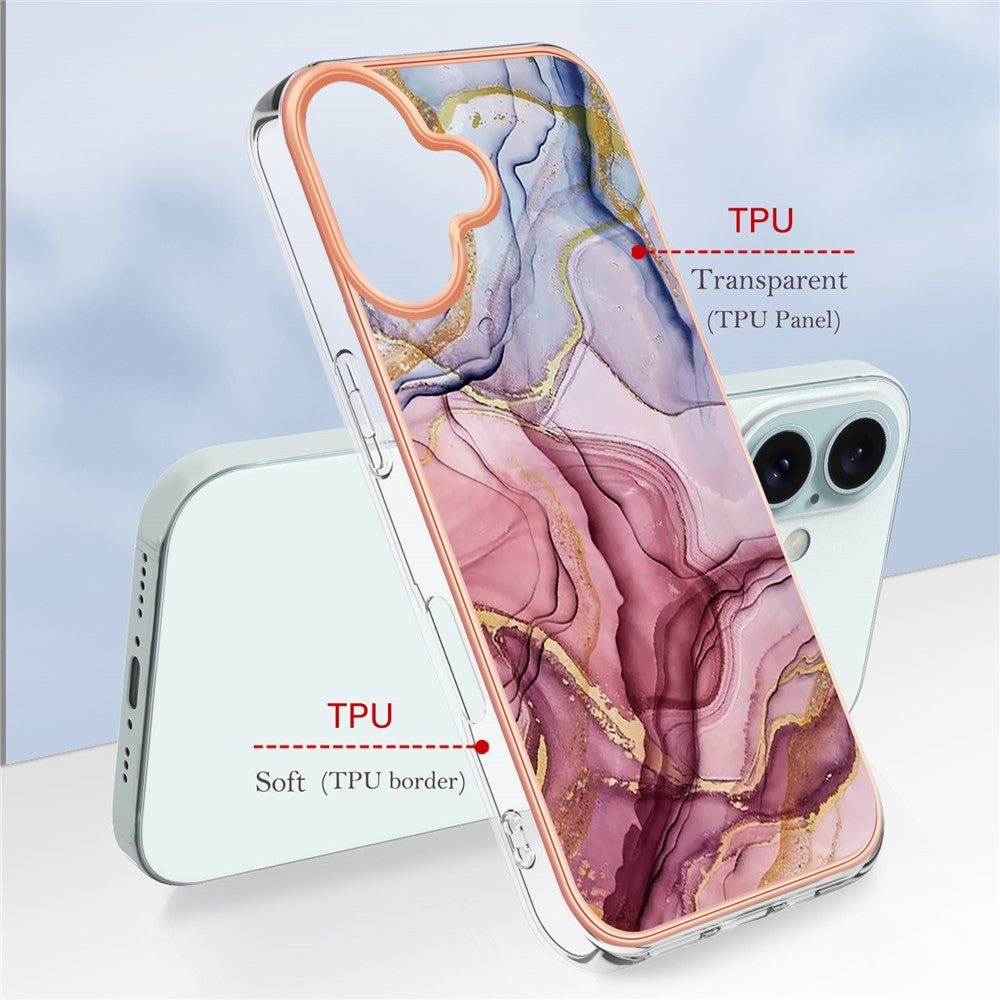 iPhone 16 Schutzhülle – Mit Marmormuster 2,0 mm Galvanik-Rückseite