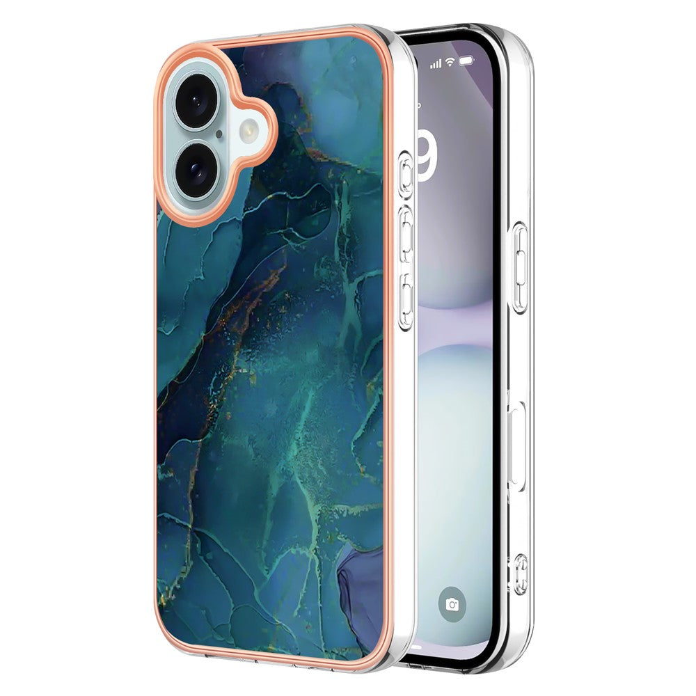 iPhone 16 Schutzhülle – Mit Marmormuster 2,0 mm Galvanik-Rückseite