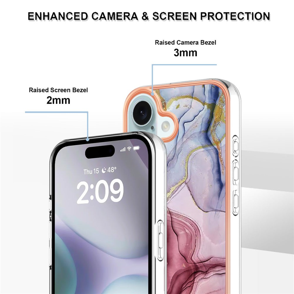 iPhone 16 Plus Schutzhülle – Mit Marmormuster 2,0 mm Galvanik-Rückseite
