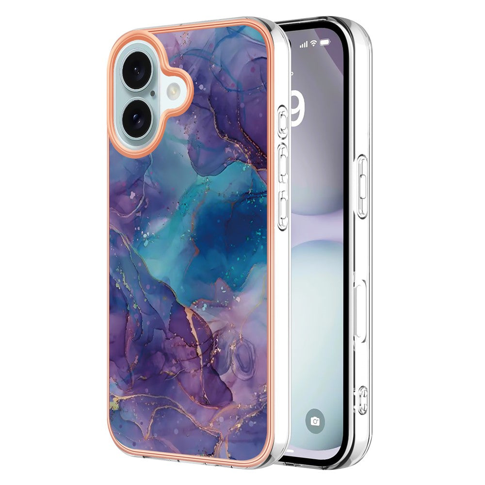 iPhone 16 Plus Schutzhülle – Mit Marmormuster 2,0 mm Galvanik-Rückseite
