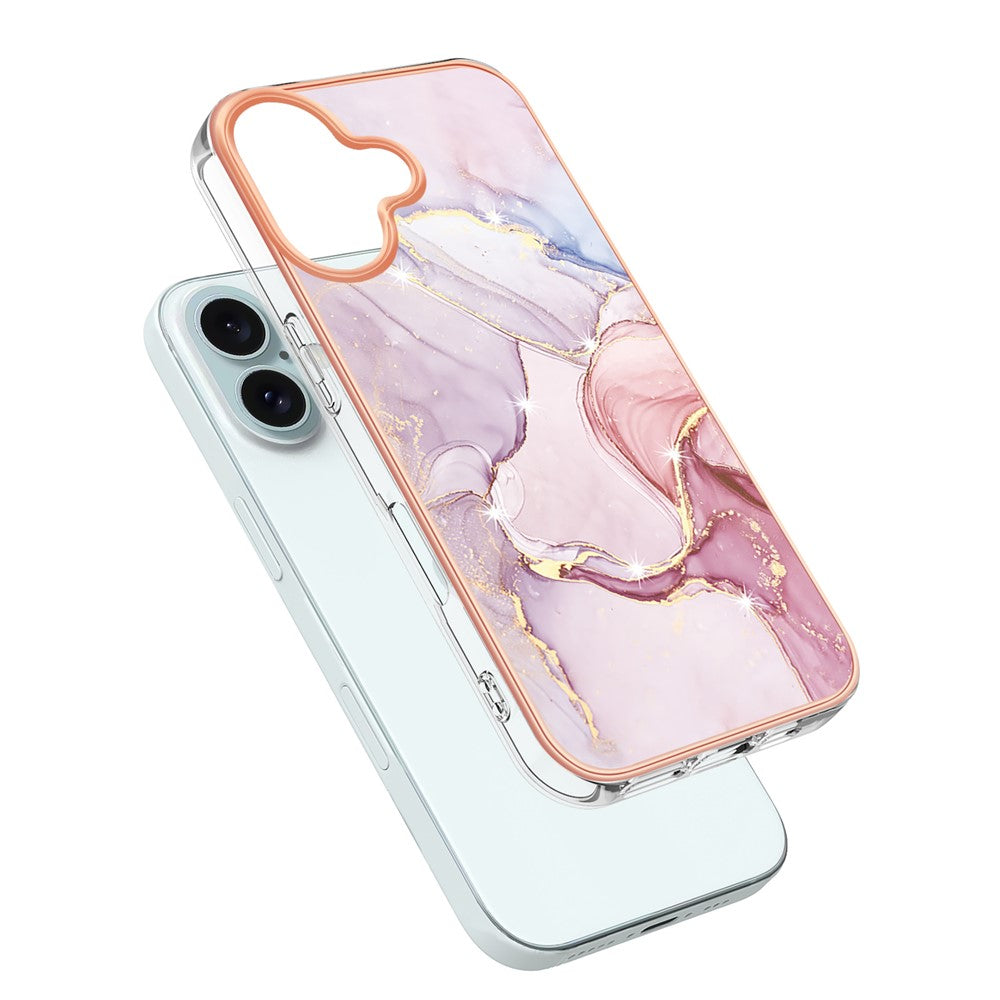 iPhone 16 Schutzhülle – Mit Marmormuster 2,0 mm Galvanik-Rückseite