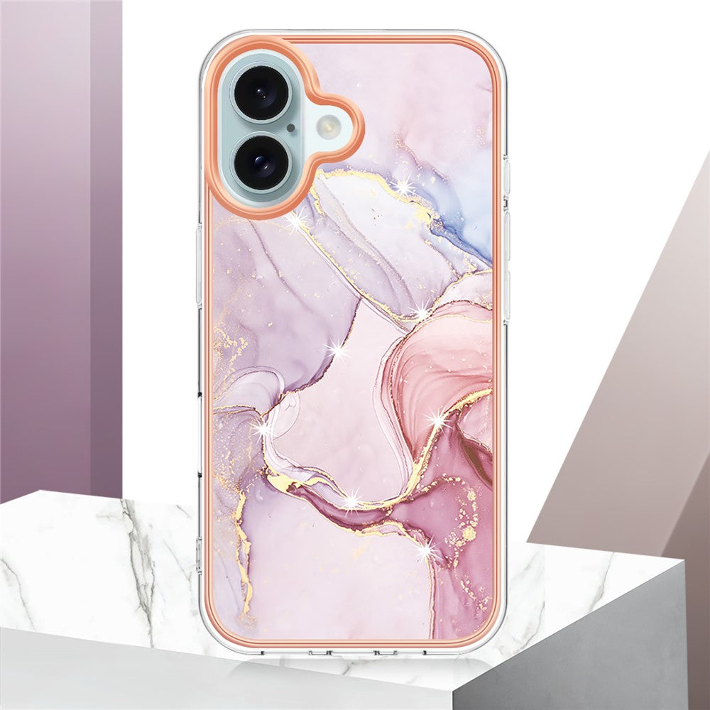 iPhone 16 Schutzhülle – Mit Marmormuster 2,0 mm Galvanik-Rückseite