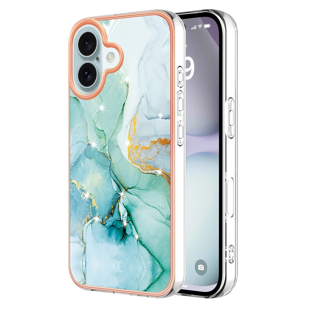 iPhone 16 Schutzhülle – Mit Marmormuster 2,0 mm Galvanik-Rückseite