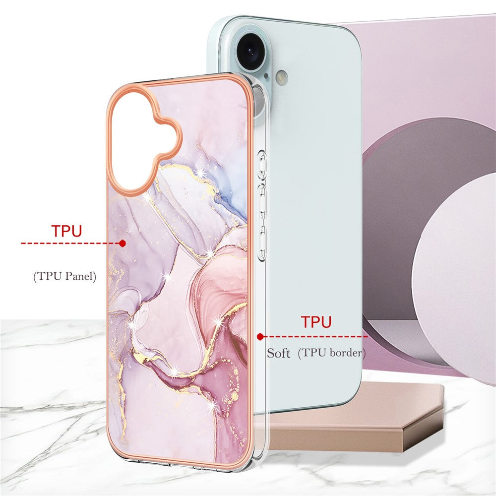 iPhone 16 Plus Schutzhülle – Mit Marmormuster 2,0 mm Galvanik-Rückseite