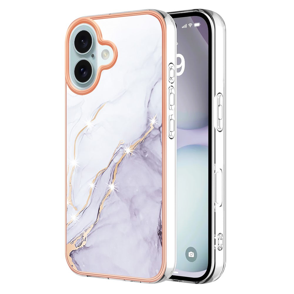 iPhone 16 Plus Schutzhülle – Mit Marmormuster 2,0 mm Galvanik-Rückseite