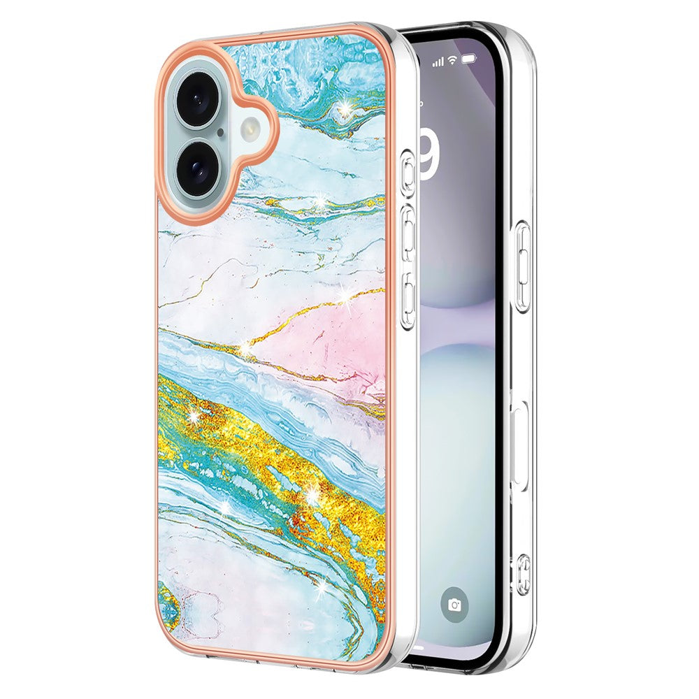 iPhone 16 Plus Schutzhülle – Mit Marmormuster 2,0 mm Galvanik-Rückseite