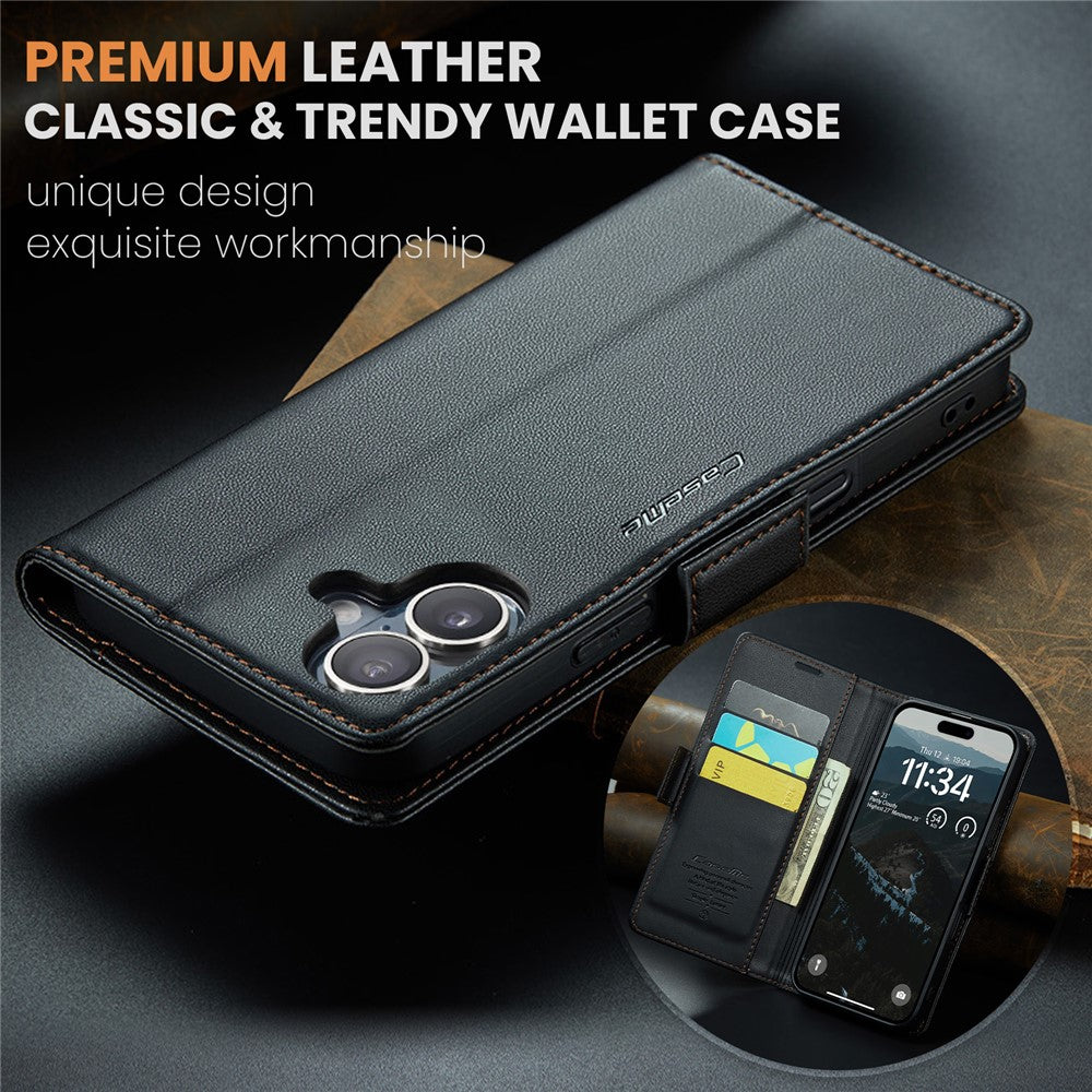 iPhone 16 Plus Glänzende Wallet-Hülle – RFID-Schutz & Ständer
