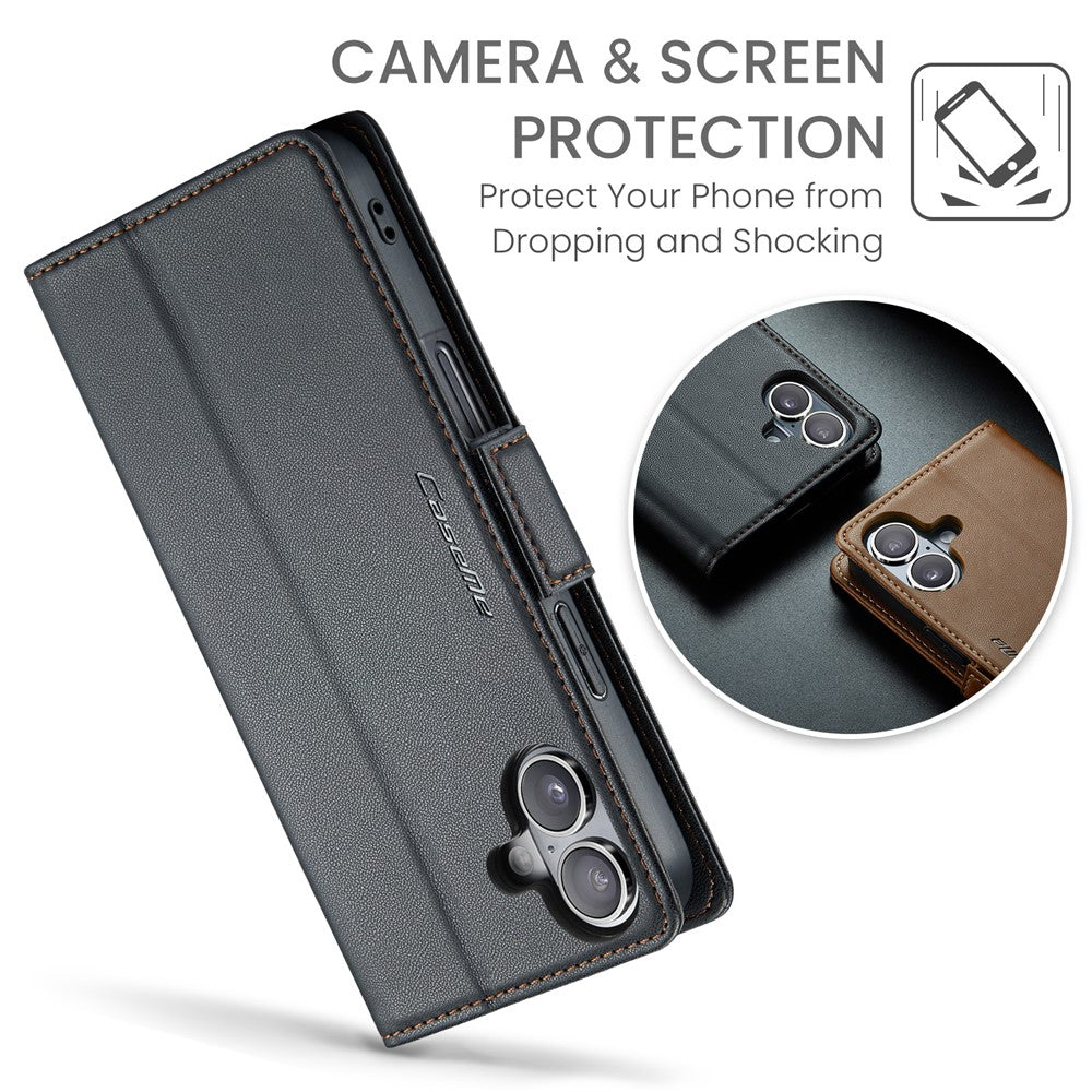 iPhone 16 Plus Glänzende Wallet-Hülle – RFID-Schutz & Ständer