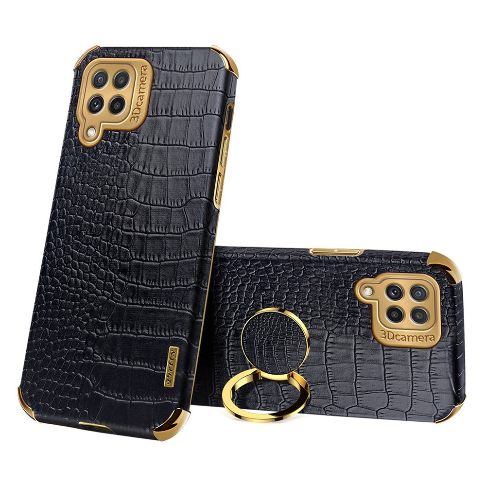 Galaxy A22 4G Handyhülle – in Krokodil-Optik, veredeltem Rahmen & Kickstand