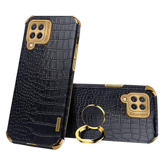 Galaxy A22 4G Handyhülle – in Krokodil-Optik, veredeltem Rahmen & Kickstand